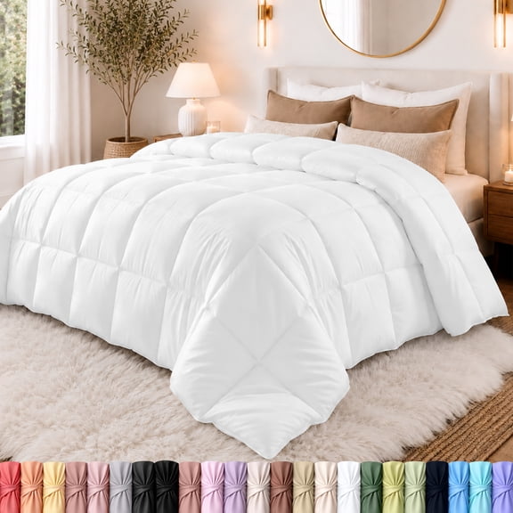 Utopia Bedding All Season Comforter for Adults , Cozy & Lightweight,Box Stitched (Queen Size, White, 88"x88")