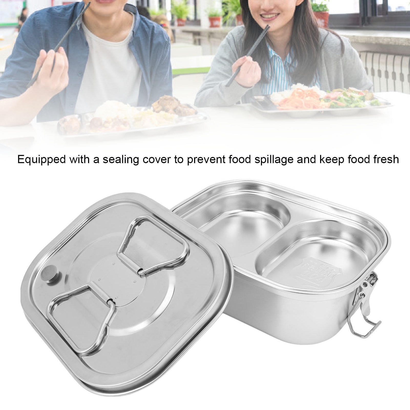 BIMZUC 304 Stainless Steel Lunch Box – Leakproof, Large Capacity, Insulated, Square Compartment, Portable for Adults