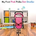 thumbnail image 5 of Fash N Kolor - Cochecito para muñecas de bebé con dosel ajustable y cesta de almacenamiento de juguetes - Cochecito de bebé plegable para juegos de simulación - Denim Pink, 5 of 5