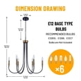 thumbnail image 2 of AFANQI 6 Light Metal European Style Simple Chandelier, 27 Inch Candle Chandelier for Kitchen, Living Room, Foyer, 2 of 10