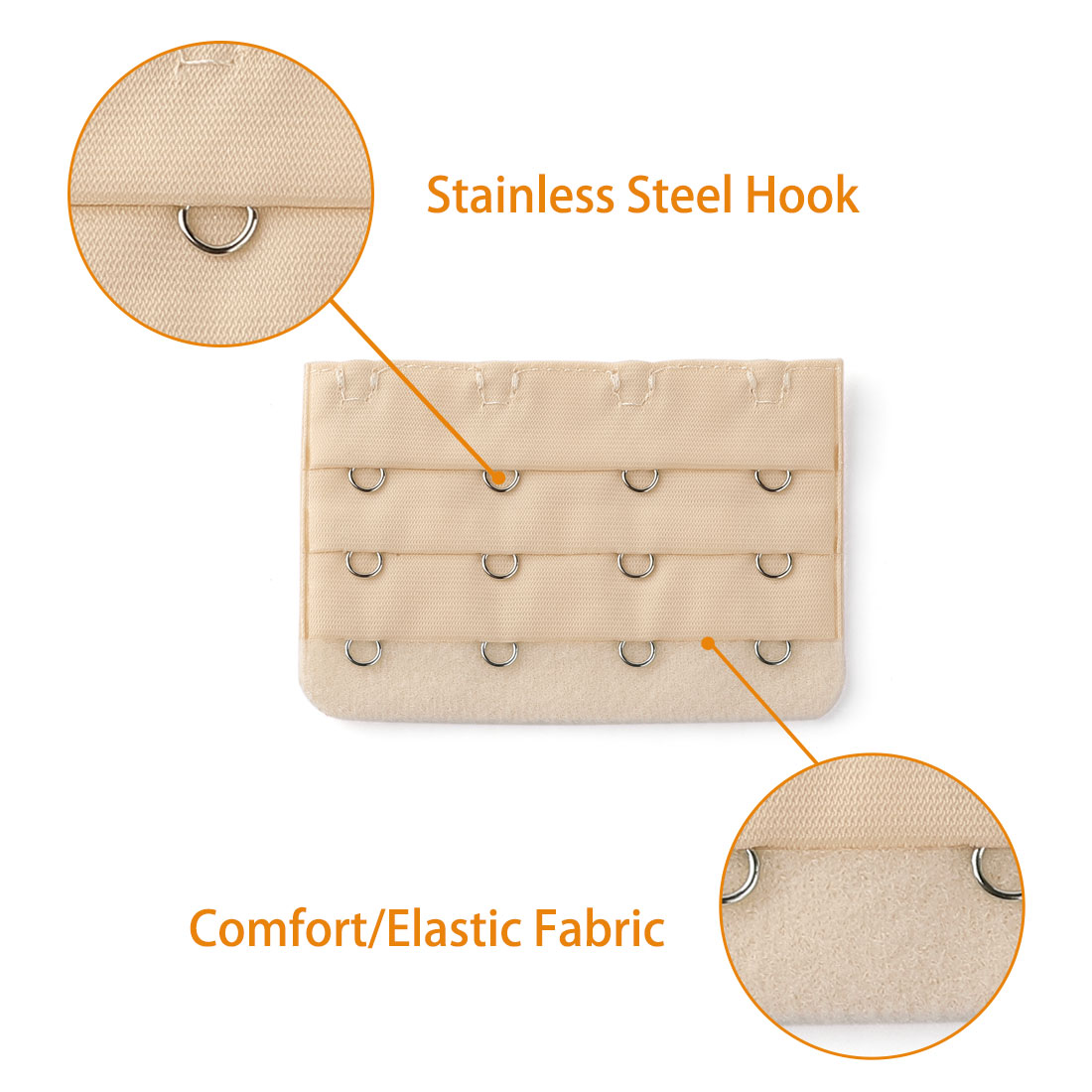 Unique Bargains 10 Pcs Ladies Bra Back Strap Extenders 4 Hooks 3 Rows Beige