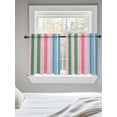 thumbnail image 5 of Pink Green Blue Stripe Tier Curtains 36 Inch Length,Sheer Curtains for Bedroom Living Room Window Farmhouse Stripes Contemporary Small Half Window Kitchen Curtains & Drapes 27.5"x36" 2 Panels, 5 of 6