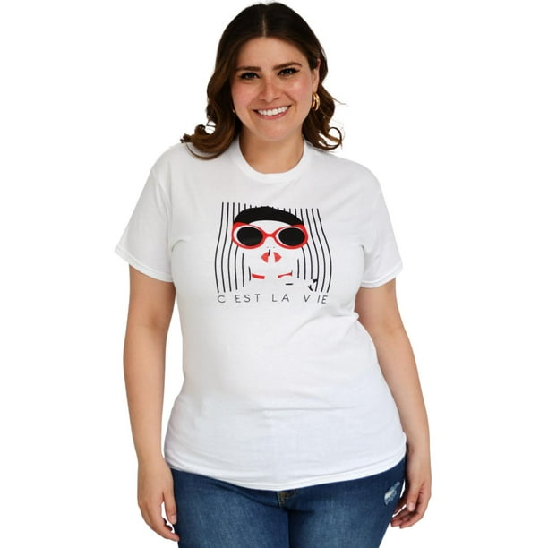 Playera Roman Fashion /Tallas Extras, 9001-48 C EST LA VIE (Blanco) blanco 40 Roman Fashion PL-ER-9001-48-BLANCO