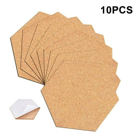 

BAMILL 100x85x1mm Hexagon Coasters Cork Cup Mat Pad Adhesive Backed Wood 10pcs