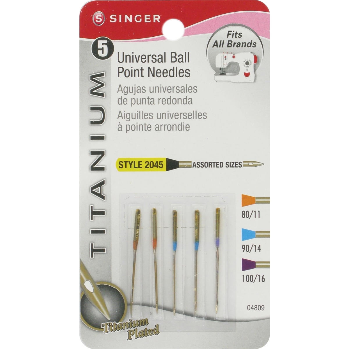 SINGER TITANIUM UNIVERSAL /& BALL POINT SEWING MACHINE NEEDLES 44806 PACK of 8