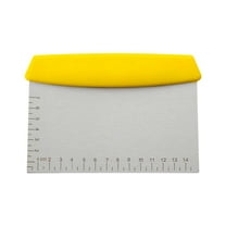 1 Pc Bench Scraper, Stainless Steel Food Scraper Tool,Dough Scraper and Pastry Cutter With Scale,Food Chopper Baking Supplies Kitchen Gadgets, 5.9x4.33 Inch, Yellow
