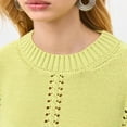 thumbnail image 3 of Tnhcen Women's Openwork Knit Sweater Loose Fit Round Neck Top Soft Acrylic Pullover Breathable Long Sleeve Comfort Casual Solid Color S-XL, 3 of 5