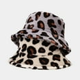 thumbnail image 4 of UDIYO Bucket Hat Leopard Print Foldable Autumn Winter Thickened Plush Windproof Fisherman Cap for Outdoor, 4 of 8