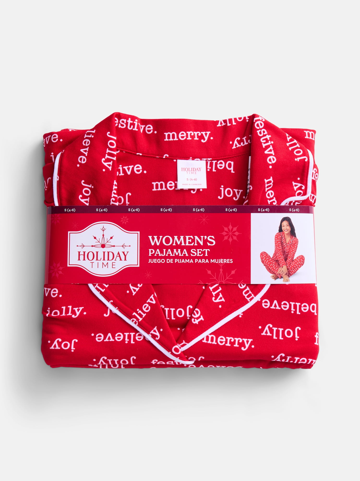 Holiday Time Matching Family Sleepwear Women's Top and Pants Set, 2-Piece, Sizes S-3X