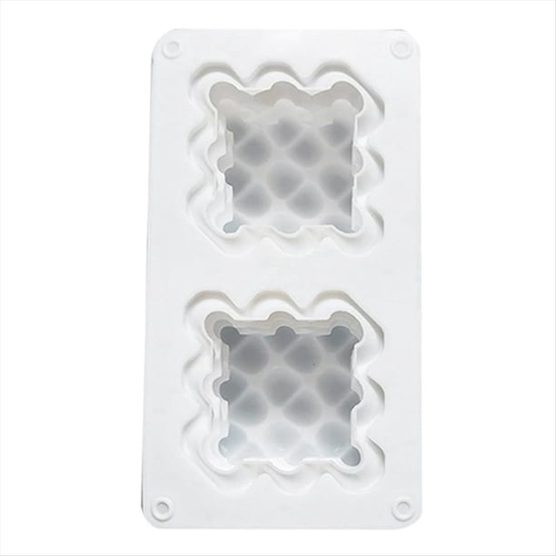 Molde de Vela Cuadrado de Burbuja de CorazóN de 2 Cavidades, Molde de Vela de CorazóN de San ValentíN de Silicona, Molde de Burbuja 3D para DecoracióN de Resina de JabóN DIY