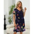 thumbnail image 2 of Ekouaer Robe for Women Short Zipper Floral Print Bathrobe Short Sleeve Pleated Neckline Robes Zip Up Comfy Night Gowns Soft Loungewear, 2 of 5