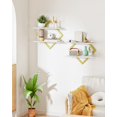 thumbnail image 2 of Estantes flotantes CHOEZON de 2 niveles, montaje en pared, dorado y blanco, 2 of 7