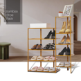 thumbnail image 3 of MoNiBloom Bamboo 10 Tiers 20 Pairs Shoes Rack, Storage Shelf Stand, Brown, for Entryway, 3 of 11