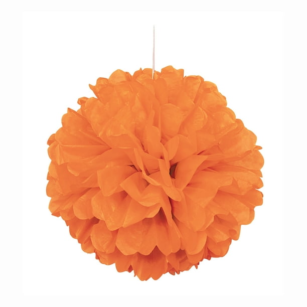 Tissue Paper Pom Pom, Orange, 16in, 1ct
