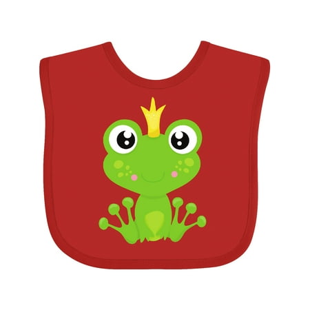 

Inktastic Cute Frog Green Frog Frog Prince Crown Boys or Girls Baby Bib