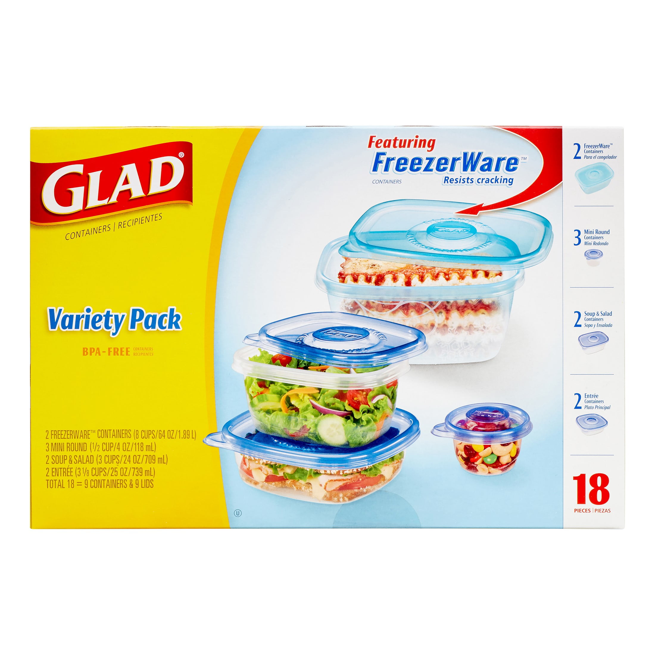  Glad Food Storage Containers, Lunch Variety Pack, 15 Count :  Health & Household