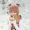 thumbnail image 2 of UngA Baby Beanie Hat Cute Antlers Reindeer Crochet Knitted Hat Winter Warm Cap for Toddler Boys Girls (Pink,0-24 Months), 2 of 7