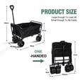 thumbnail image 2 of 100L Beach Wagon, Foldable Wagon with 220Lbs Large Capacity, Collapsible Wagon Cart Heavy Duty for Grocery Outdoor Beach Gardening Sports Camping Shopping Fishing, Black, 2 of 5