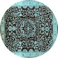 thumbnail image 1 of Ahgly Company Indoor Round Oriental Light Blue Industrial Area Rugs, 4' Round, 1 of 4