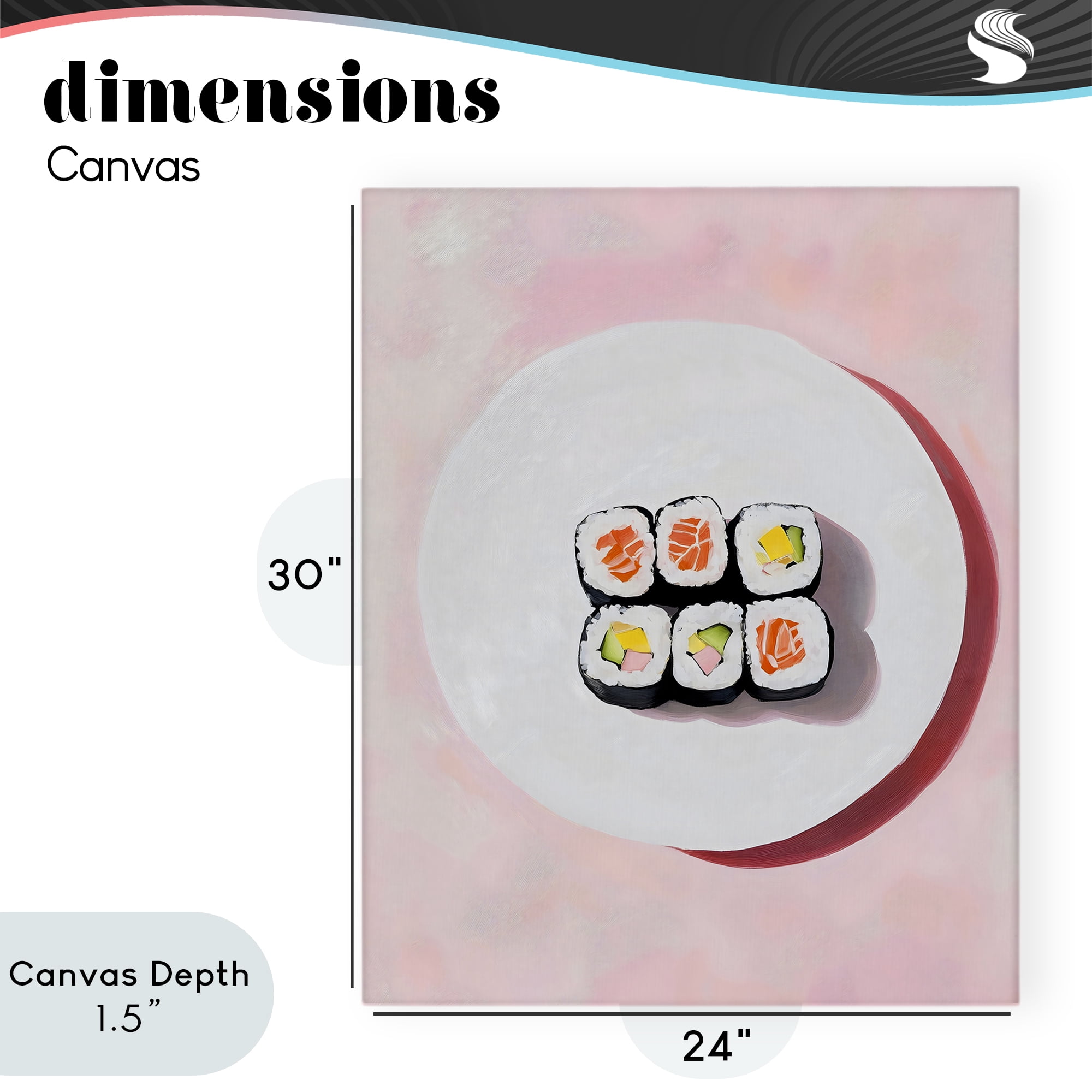 Stupell Industries Sushi Rolls on Plate Canvas Wall Art, design by The Prints Vibe