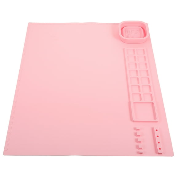 unbranded Paint Station Silicone Drawing Mat Lightweight Pigment Tray Child 51x40.6CM Pink