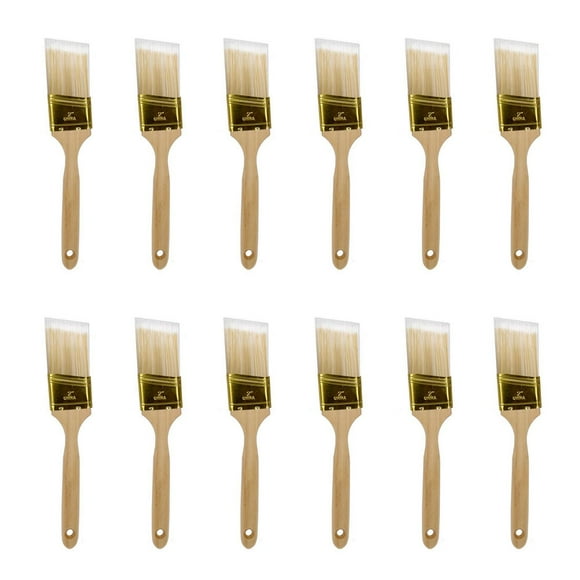 ACTION-1 Professional Quality Angled Paint Brush, Pack of 12
