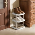 thumbnail image 4 of Rewenti 3-Tier Squares Shoe Rack Stackable Entryway Shoe Storage Shelf Deep Width Boot Rack for Closets Dorm Garage Heavy Duty Metal Shoe tower, 4 of 6