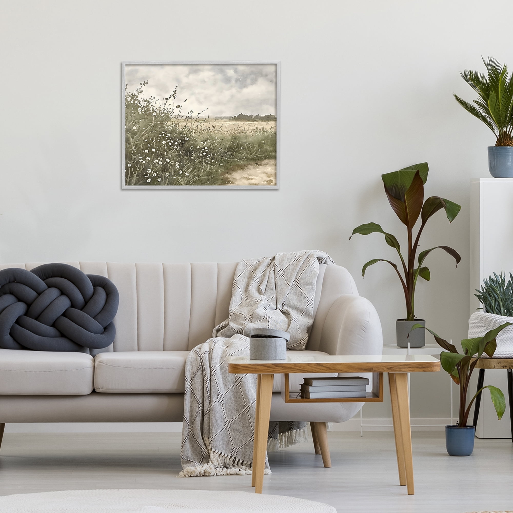 Stupell Industries Soft Meadow Landscape at Dusk Gray Framed Giclee Art, design by Riley B