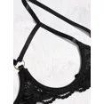 thumbnail image 4 of Women Hollow Out Cupless Bra Underwire Floral Lace Mesh Sheer Bra, 4 of 5