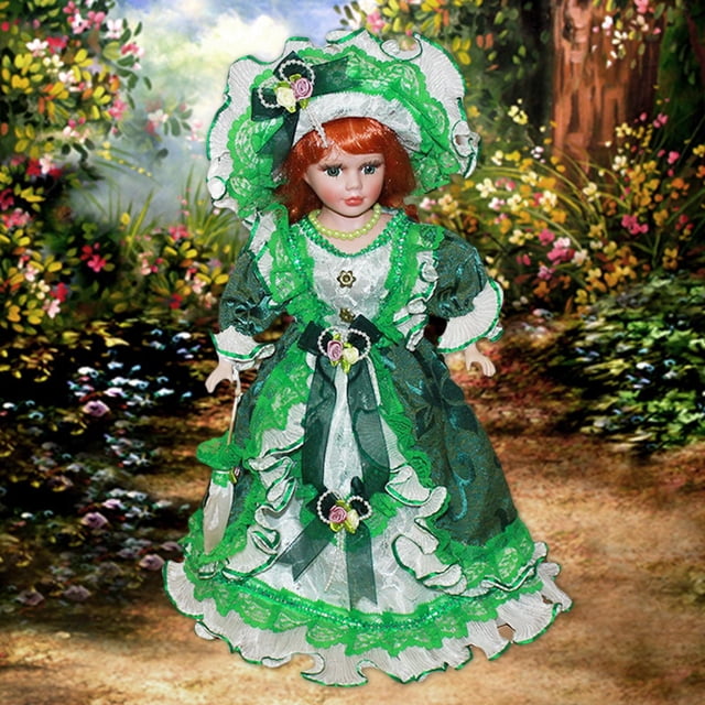 Muñeca de 16 pulgadas Perfke figuras de estilo casa de Muñecas personas Verde Muñecas de porcelana coleccionables