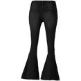 thumbnail image 6 of Women's Flared Jeans, High-Waist Stretch French-Style Jeans, Loose-Leg Buttoned Denim Pants, Flared Denim Jeans (S-5XL) Black M, 6 of 7
