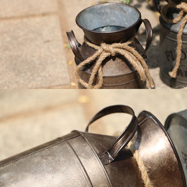 mmirethe Rustic Vase Functional And Decorative Metal Milk Jug Style Stylish And Versatile Metal Milk Jug Vase type 5 1Set