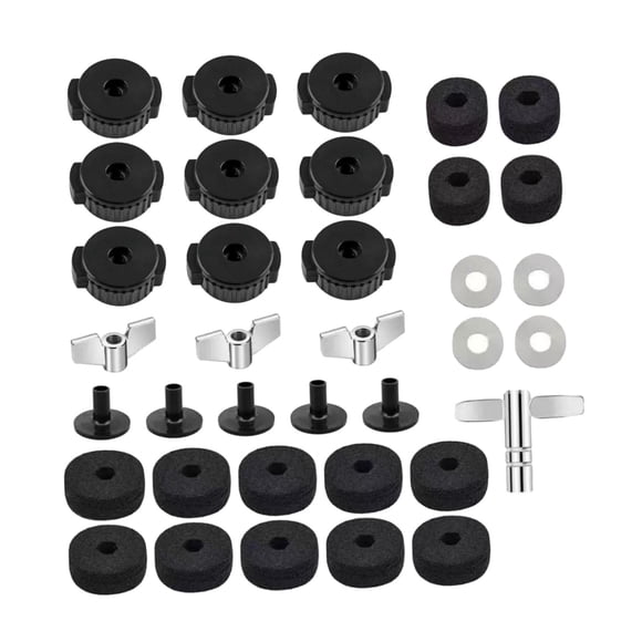 36 piezas de accesorios de repuesto para platillos, fieltros para soportes de platillos, fundas de hardware, piezas de mantenimiento para batería para