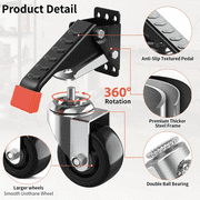LLMRR Workbench Casters Kit, Retractable Casters Heavy Duty Bench Caster Wheels, 4 PCS Heavy Duty Casters with Brake, Quick Release Stepdown Caster for Workbenches, Load 720LBS, Red