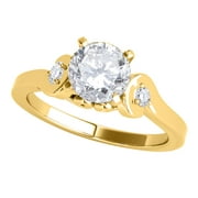Aonejewelry 1/2 Carat Halo Engagement Diamond Ring Crafted In 10k Solid Yellow Gold