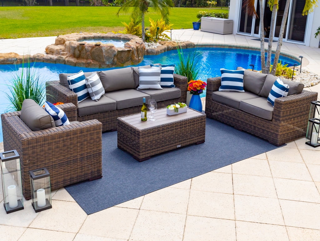 Tuscany 4 Piece XL Resin Wicker Outdoor Patio Conversation Sofa Set
