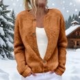 thumbnail image 2 of Women's Cardigan Long Sleeve Lightweight Fun Christmas Print Jacket, A Casual and Button-Up Top for Holiday Season,Light Brown,M, 2 of 6
