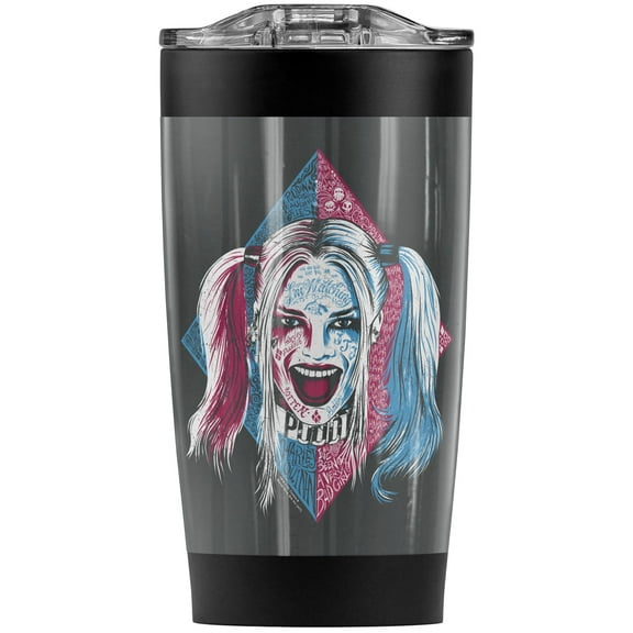 Suicide Squad Harley Quinn Puddin Portrait Stainless Steel Tumbler 20 oz Coffee Travel Mug/Cup, Vacuum Insulated & Double Wall with Leakproof Sliding Lid | Great for Hot Drinks and Cold Beverages