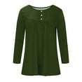 thumbnail image 4 of Besolor Women's Tunic Tops Trendy Pleated Button Crew Neck Long Sleeve Shirts Casual Solid Color Blouse Tees, 4 of 4