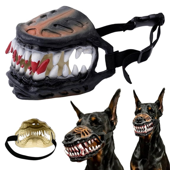 Halloween Dog Muzzle,Hell Hound Monster Muzzle,Hell Hound Monster Muzzles Scary Natural Latex Dogs Costume Muzzles,for Halloween Party Cosplay