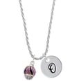 thumbnail image 1 of Delight Jewelry Goldtone Wide Black and Purple Animal Striped Print Spinner Silvertone Script Initial Disc - O - Charm Necklace, 20"+3", 1 of 4