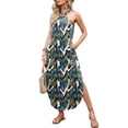 thumbnail image 4 of ANRABESS Women Summer Halter Neck Sundress Sleeveless Split Side Casual Beach Travel Vacation Maxi Long Dress with Pockets Leaf Large, 4 of 12