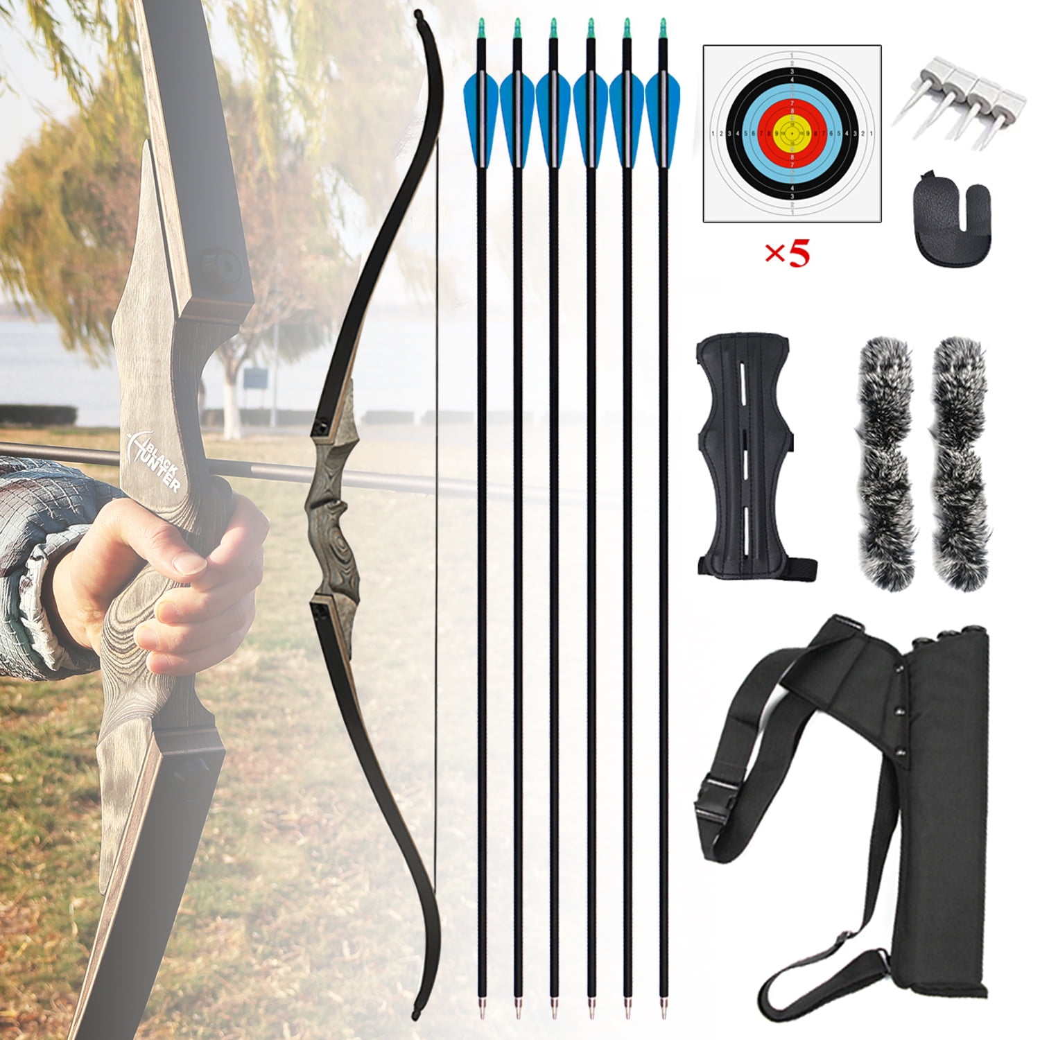 40 Pound Competitive Archery Recurve Bow for Adults Outdoor Practice Sports Bow