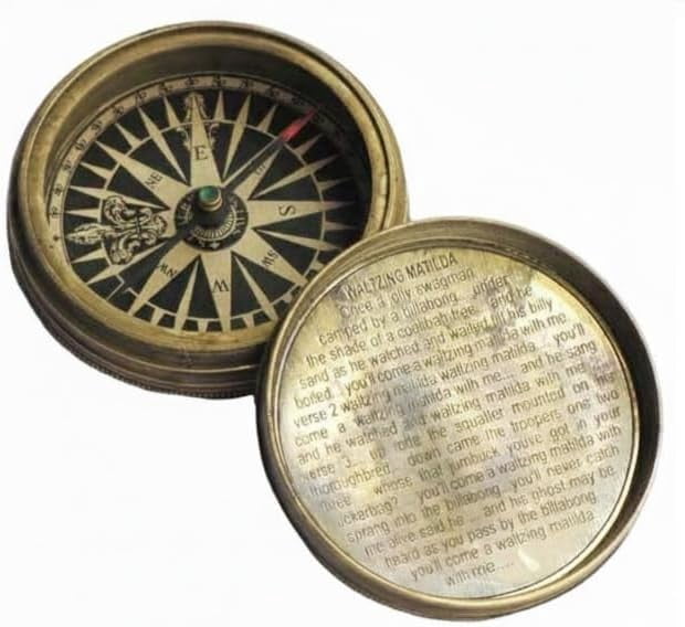 Maritime treasures Vintage Brass Calendar Compass – Antique Nautical Pocket Compass with Perpetual Calendar Dial – Marine Navigation Instrument, Collectible Gift