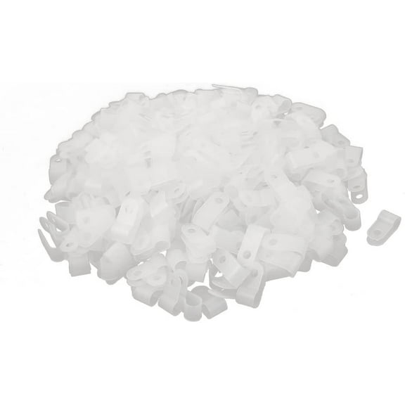 400Pcs Nylon R Type 1/4" 6.4mm Cable Cord Wire Clamp Clip Fastener White (400 Unids Nylon R Tipo 1/4' '6.4mm Cable Cable Abrazadera de Clip Sujetador
