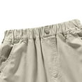 thumbnail image 5 of Lenpel Girls' Cargo Pants Cotton Elastic High Waisted Pull on Wide Leg Pants Baggy Casual Trousers with Pockets for Kids(Khaki,9-10 Years), 5 of 6