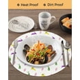 thumbnail image 3 of 15 Inch Round Placemats Set of 4, Spring Easter Non Slip Heat Insulation PP Table Mats, Yellow Green Purple Bunny Botanical Washable Place Mats for Kitchen Dining Party Table Decor, 3 of 7