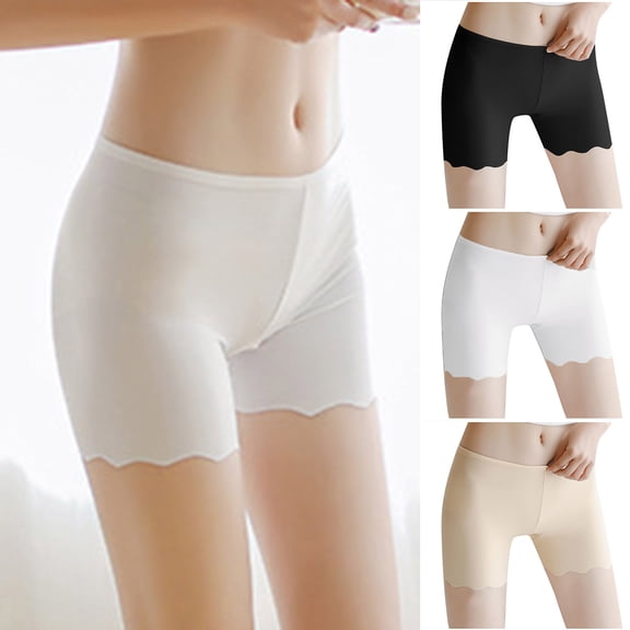 Swuxness Women's Slim Bottoming Safety Briefs, Women Panties, Women's Ice Silk Thin No Show Proof Safety Shorts Briefs Panties for Ladies White, XL
