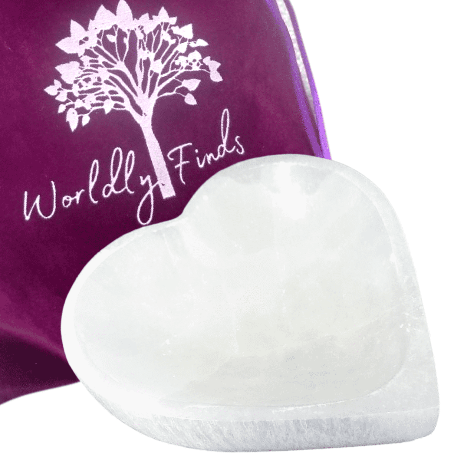 Selenite Crystal Heart Bowl - Selenite Crystal Holder Moroccan Carved Heart Dish