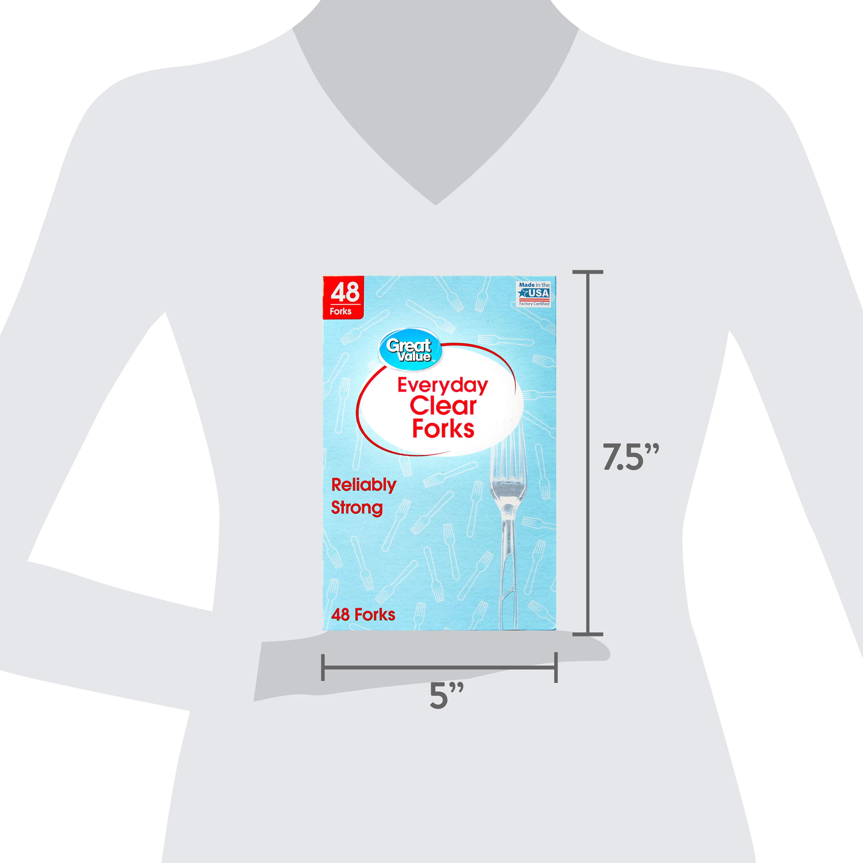 (6 pack) Great Value Plastic Everyday Clear Forks, 48 Count